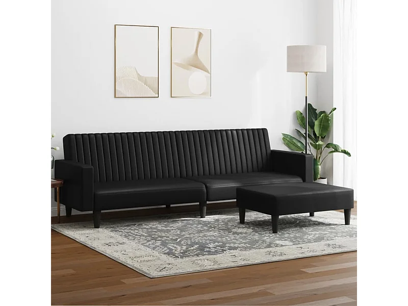 2-delige Loungeset kunstleer zwart