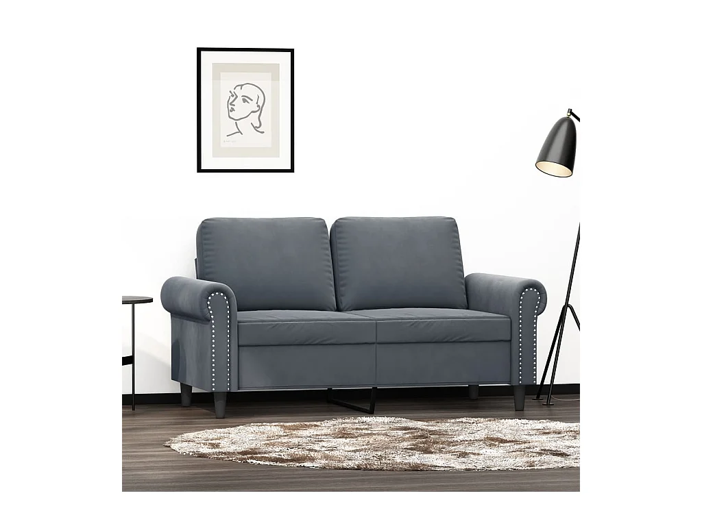 Canapé à 2 places Gris foncé 120 cm Velours