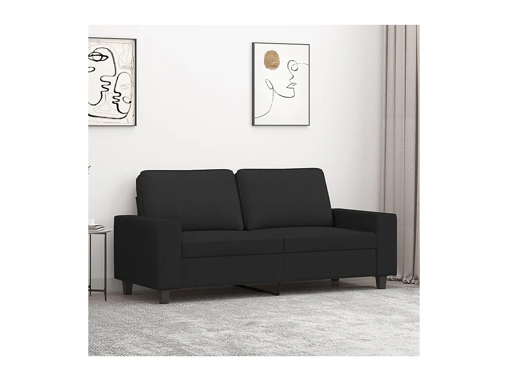 Divano a 2 Posti Nero 120 cm in Tessuto