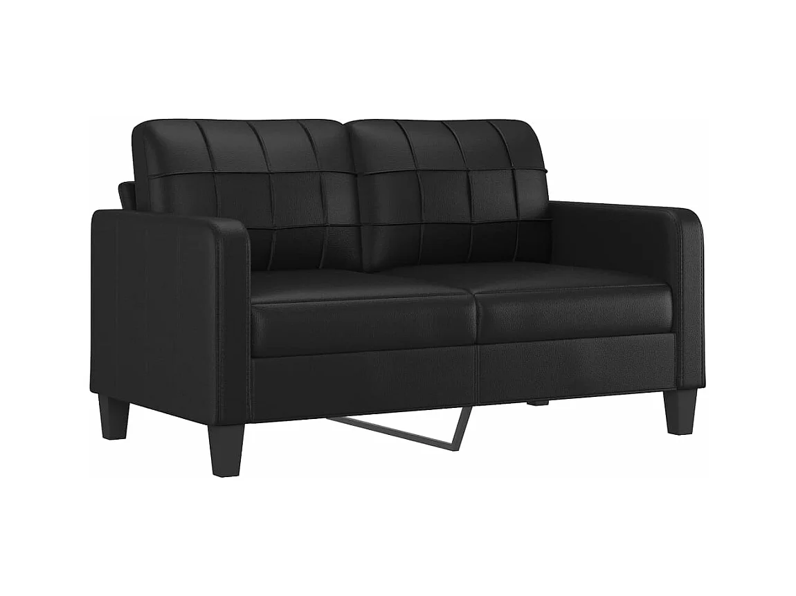 Ensemble de canapés 2 pcs avec coussins noir similicuir