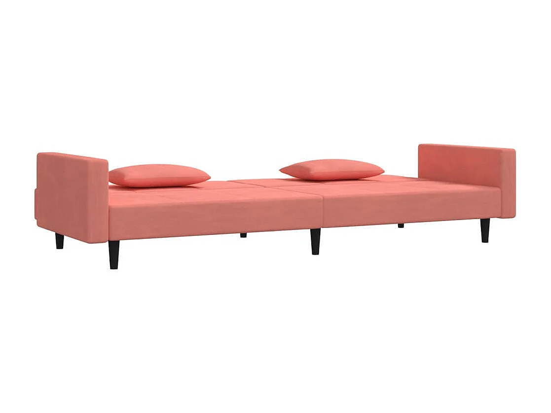Schlafsofa 2-Sitzer mit 2 Kissen Rosa Samt