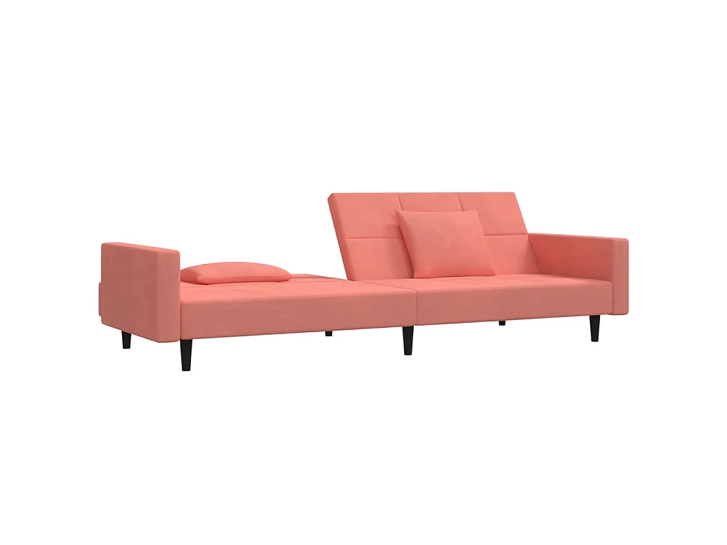 Slaapbank 2-zits met 2 kussens fluweel roze