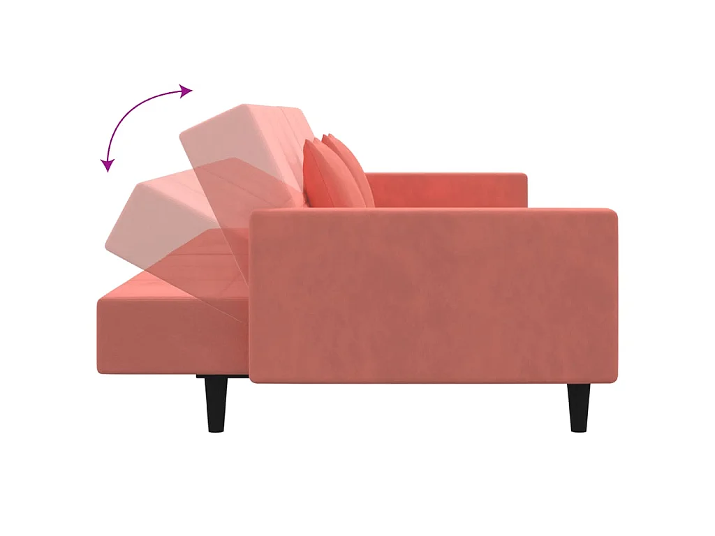 Slaapbank 2-zits met 2 kussens fluweel roze