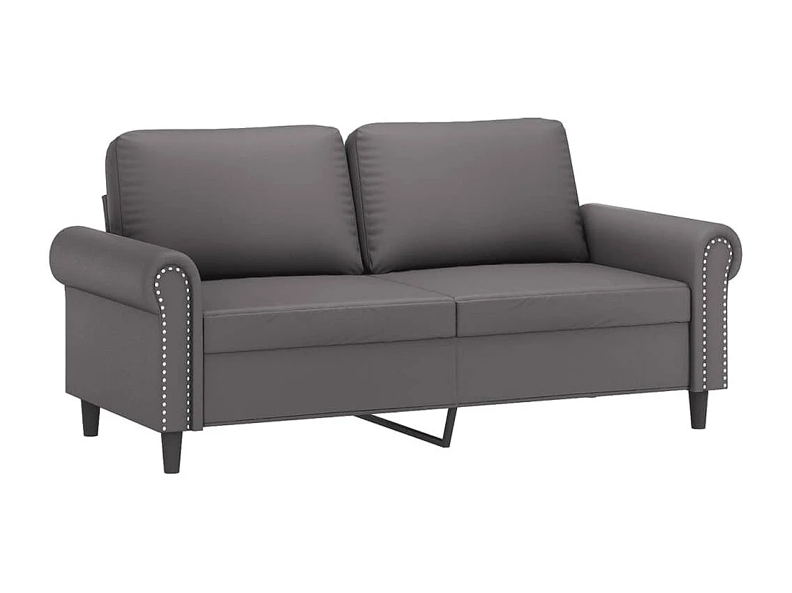 2-Sitzer-Sofa Grau 140 cm Kunstleder