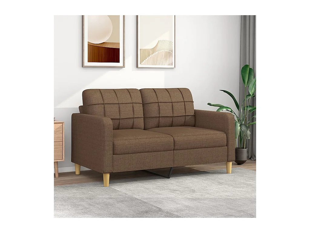 Canapé à 2 places Marron 140 cm Tissu