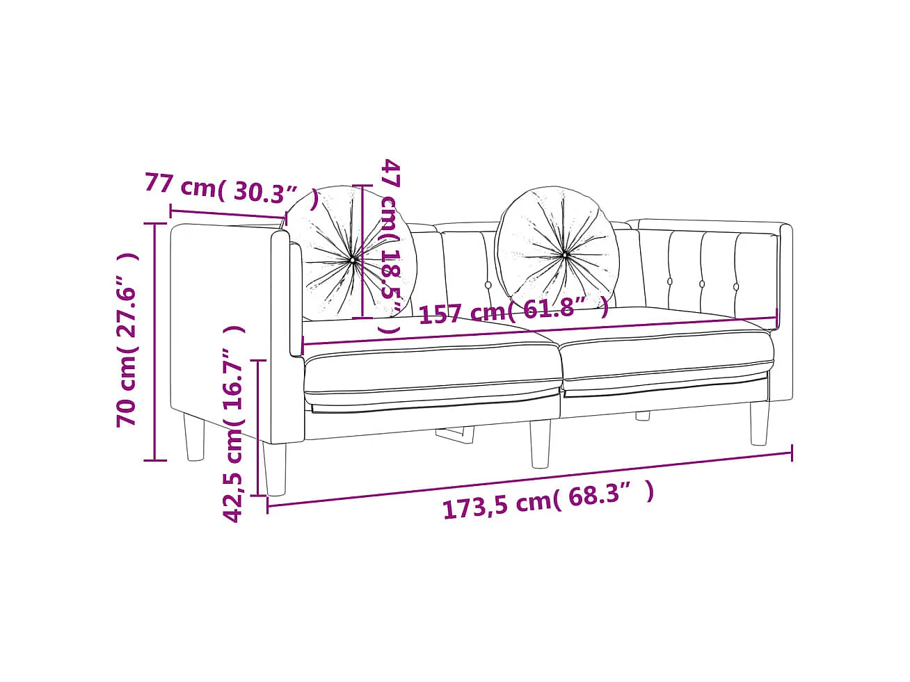 Ensemble de canapés 3 pcs avec coussins gris foncé velours