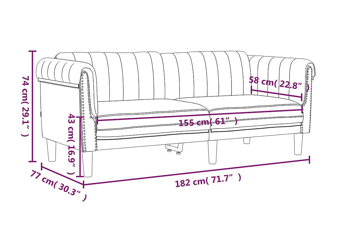 2-delige Loungeset fluweel blauw
