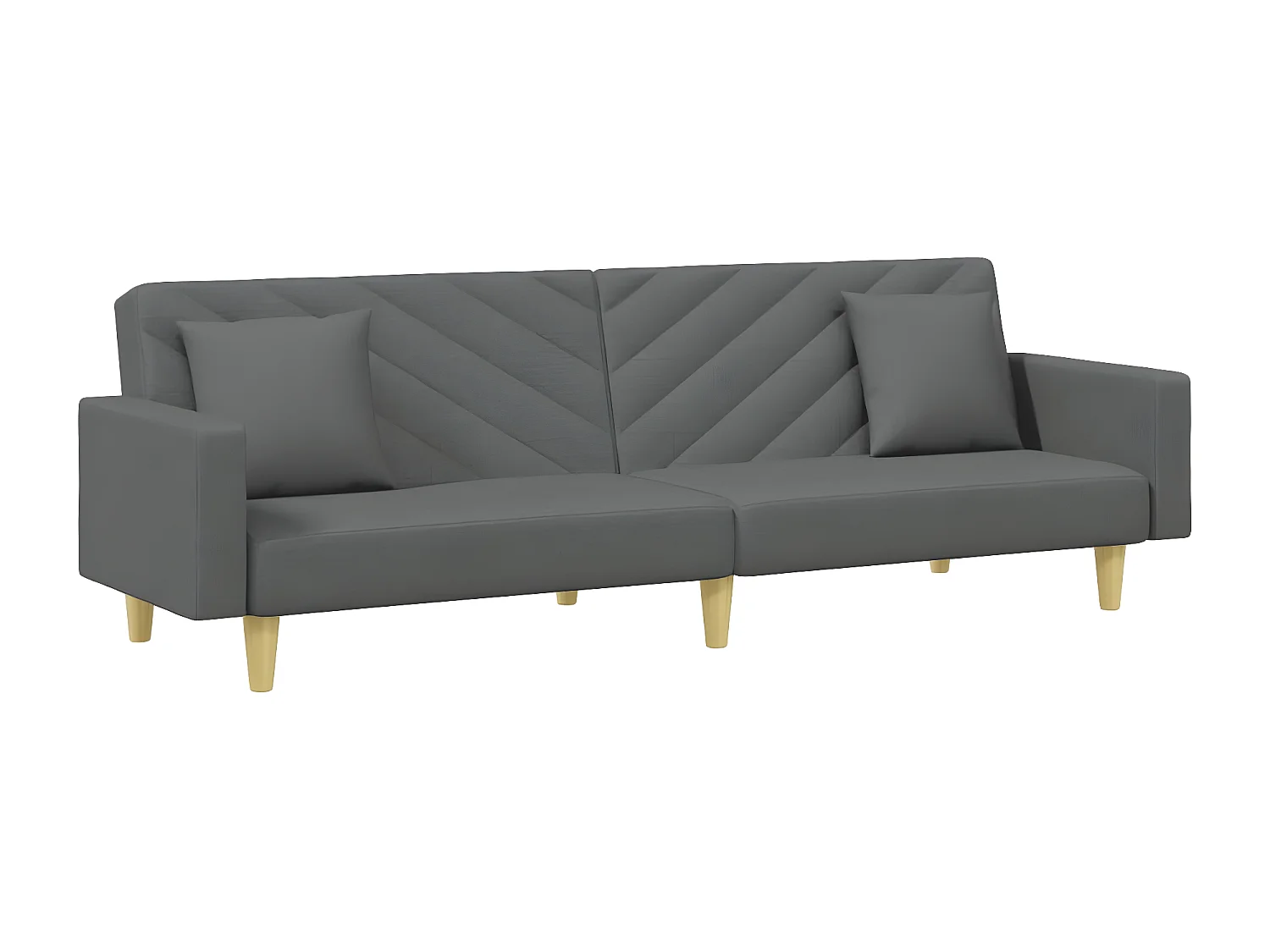 Canapé-lit à 2 places avec oreillers et repose-pied gris foncé