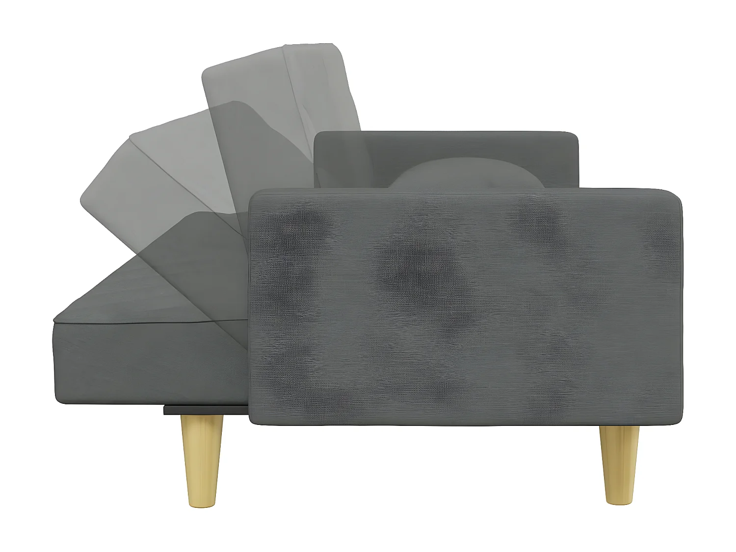 Canapé-lit à 2 places avec oreillers et repose-pied gris foncé