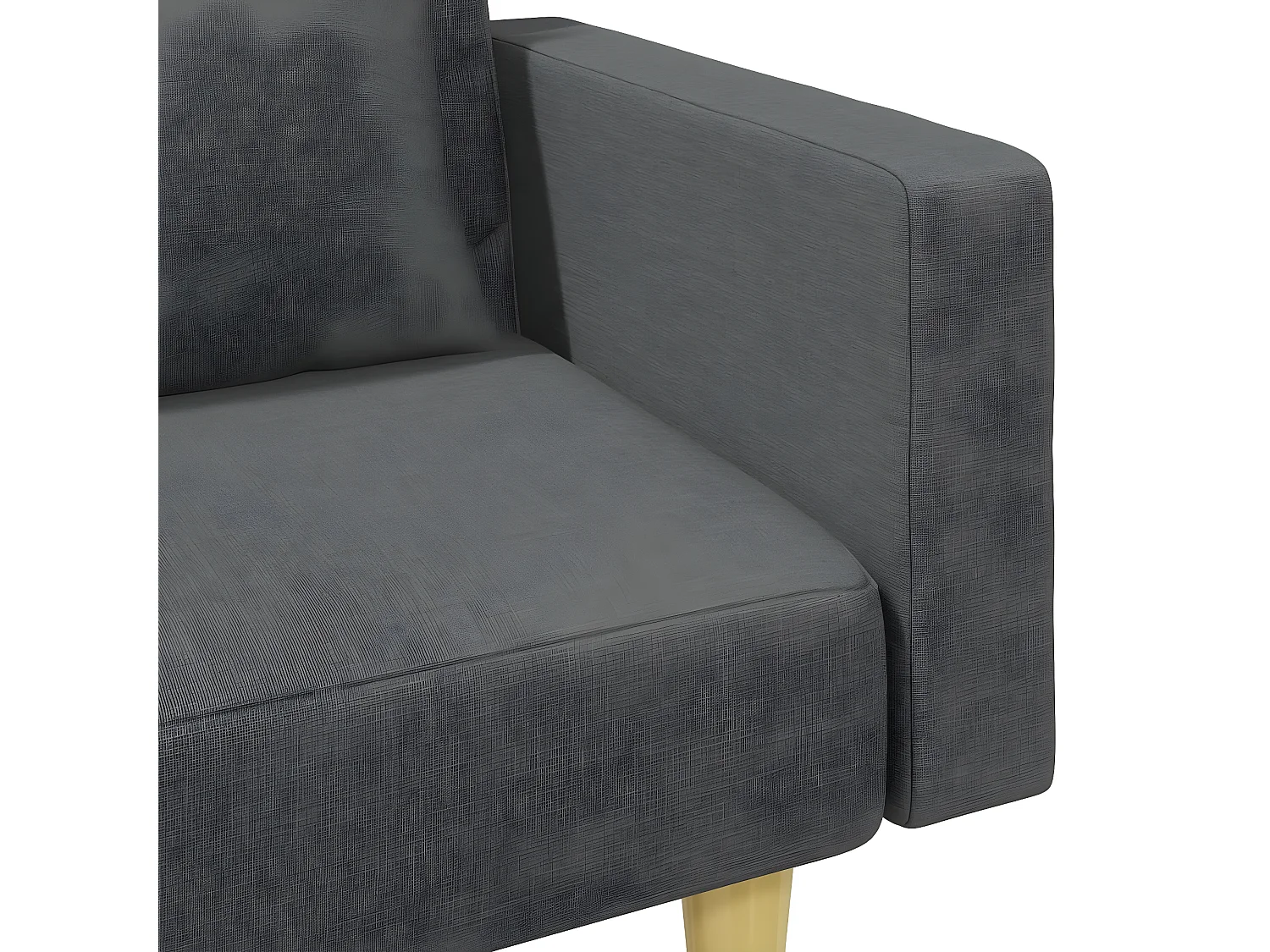 Canapé-lit à 2 places avec oreillers et repose-pied gris foncé