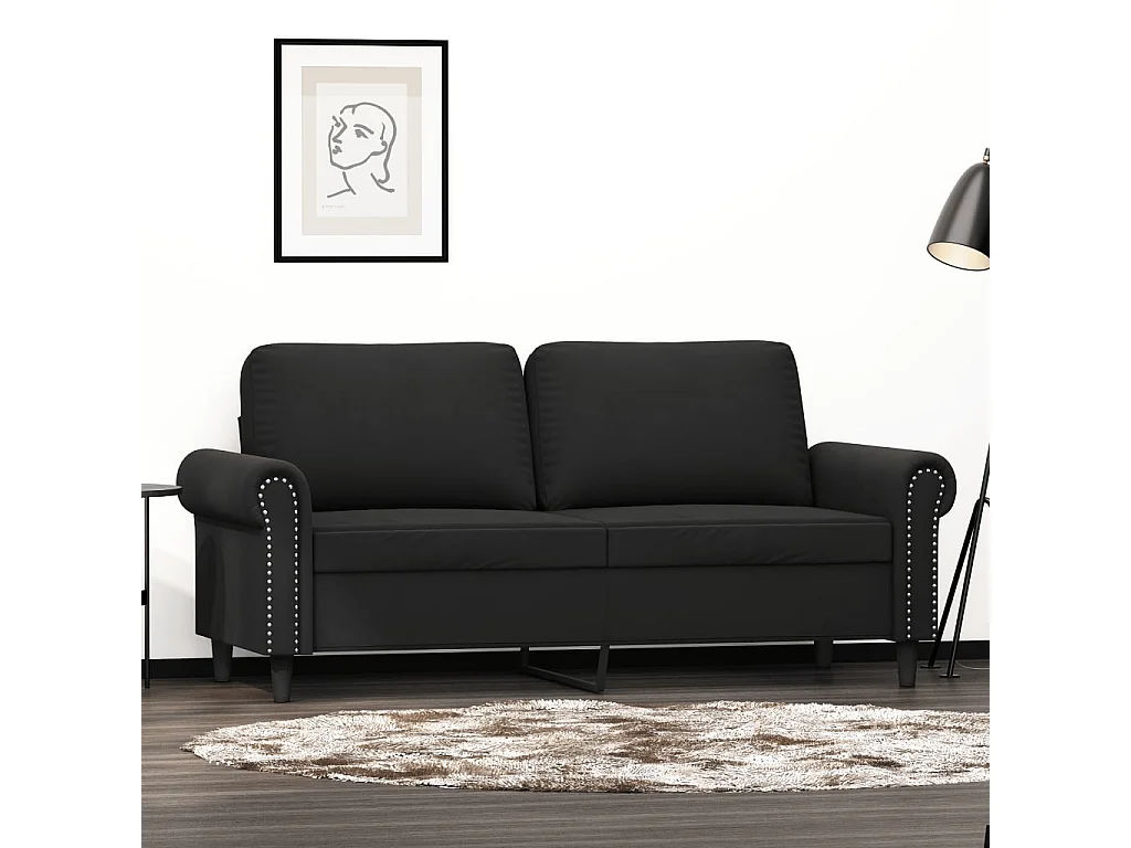2-Sitzer-Sofa Schwarz 140 cm Samt
