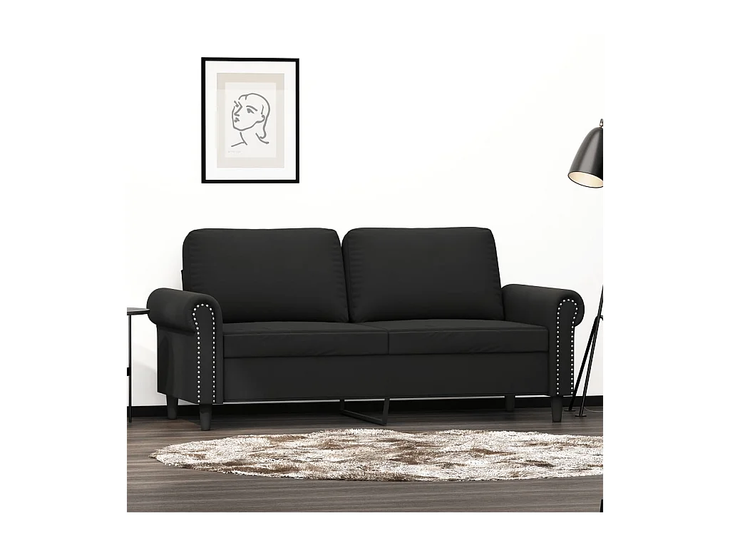 Canapé à 2 places Noir 140 cm Velours