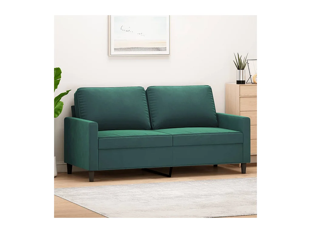 Divano a 2 Posti Verde Scuro 140 cm in Velluto