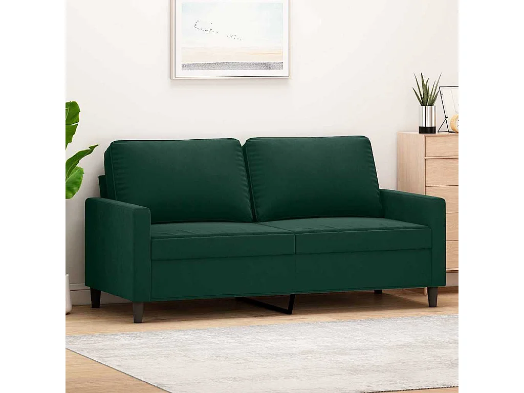 Canapé à 2 places Vert foncé 140 cm Velours