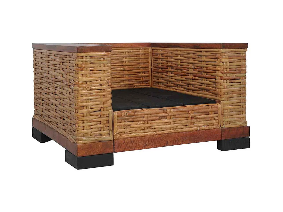 Set di Divani 2 pz con Cuscini in Rattan Naturale Marrone