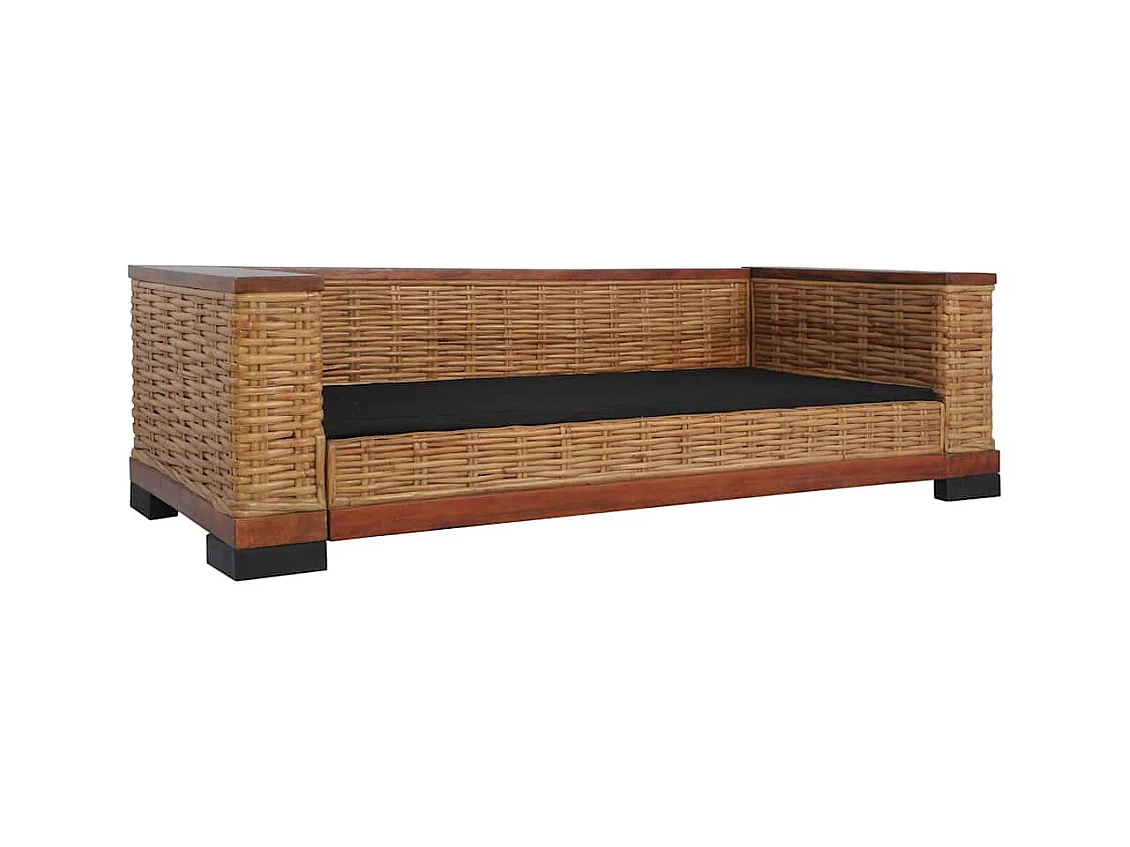 Set di Divani 2 pz con Cuscini in Rattan Naturale Marrone