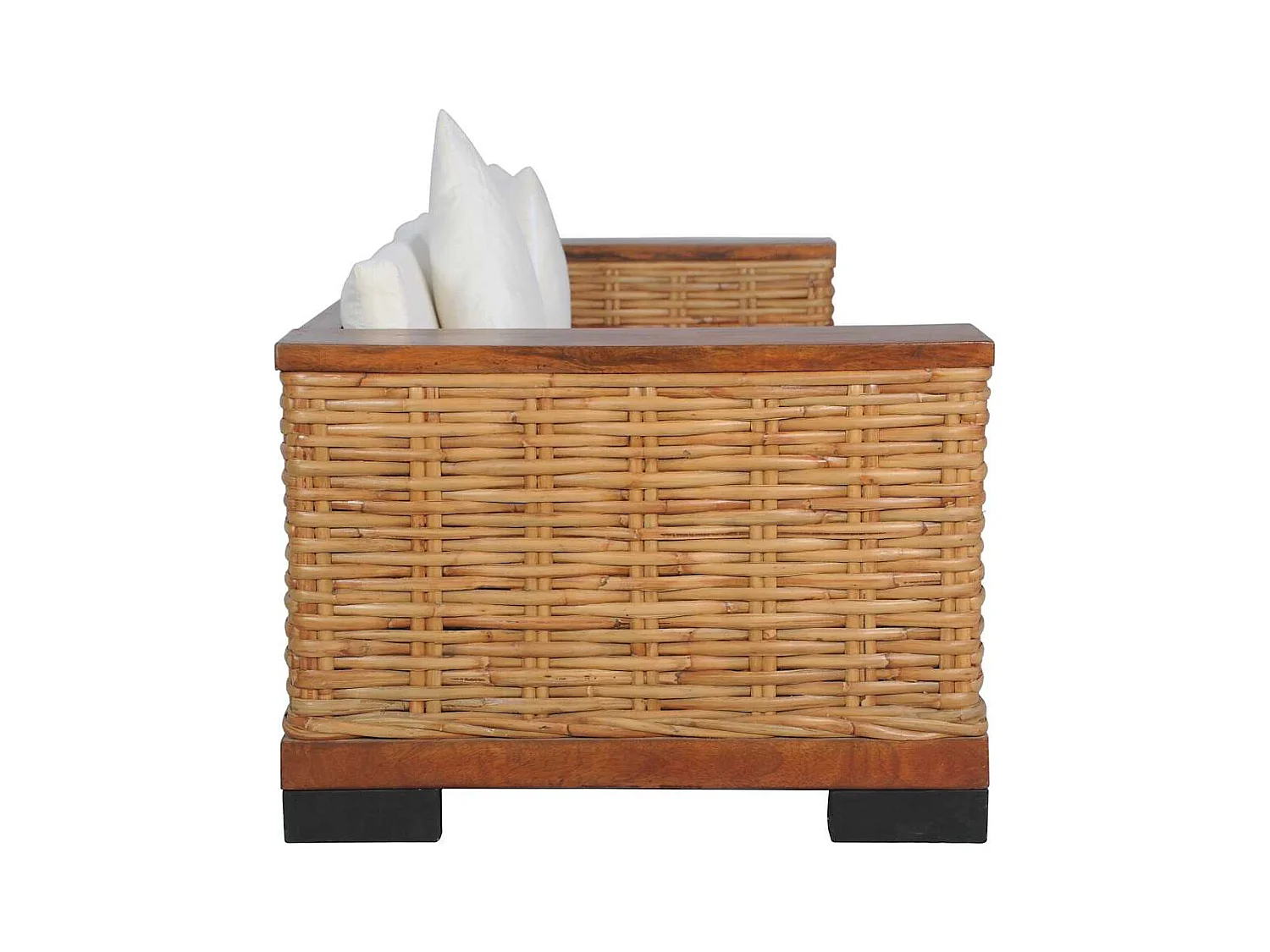 Set di Divani 2 pz con Cuscini in Rattan Naturale Marrone