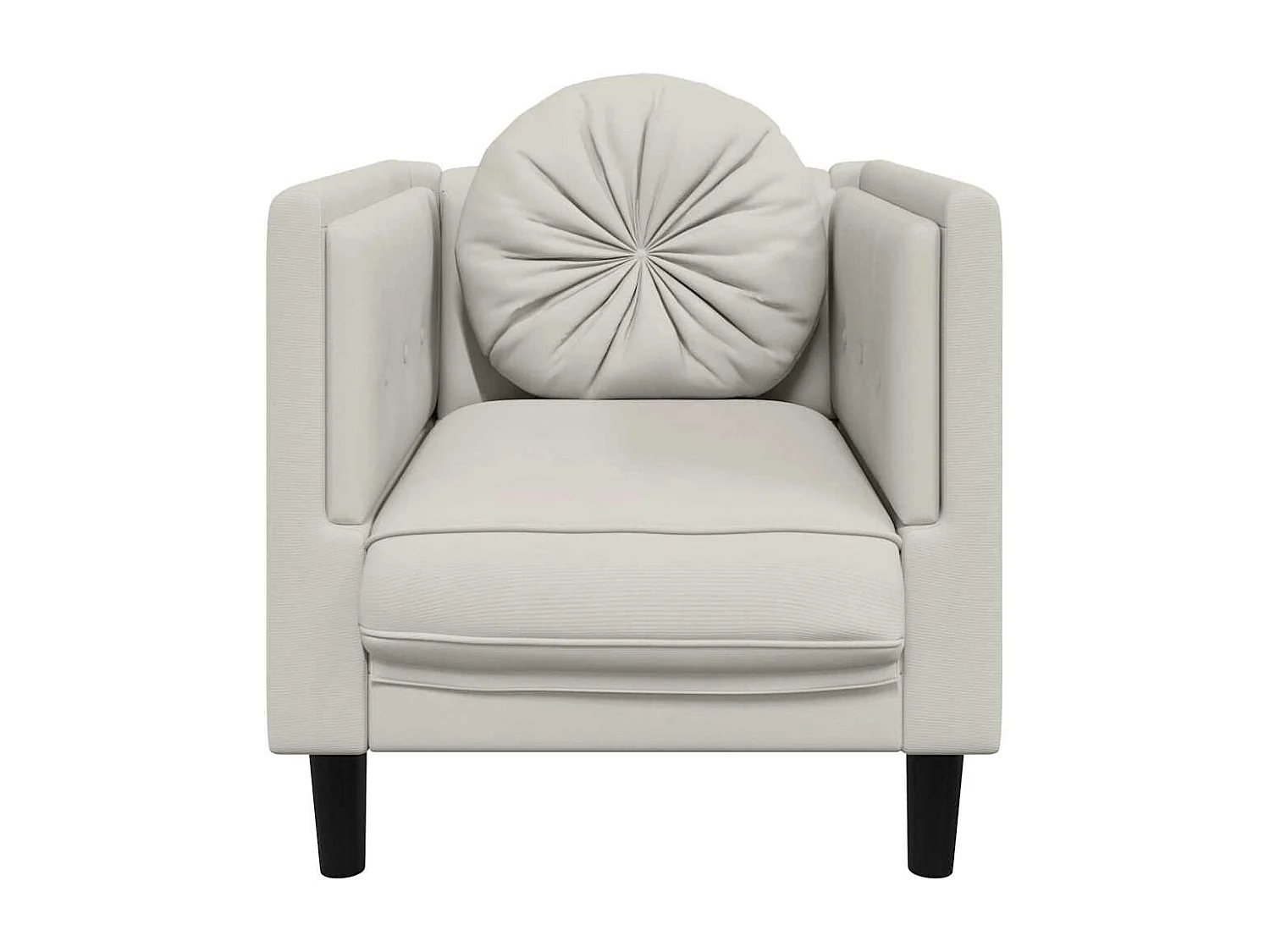 Fauteuil avec coussin crème velours