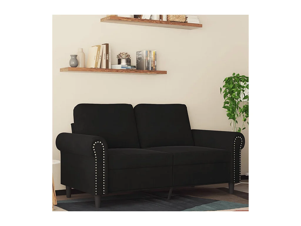 Canapé à 2 places Noir 120 cm Velours