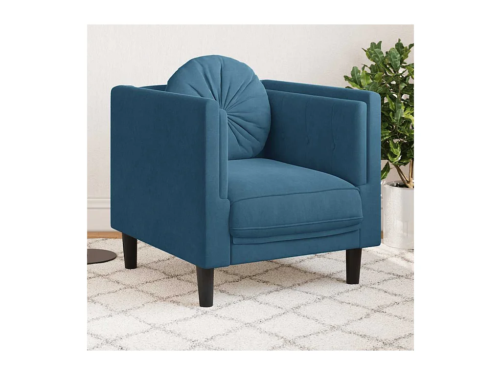 Fauteuil met kussen fluweel blauw