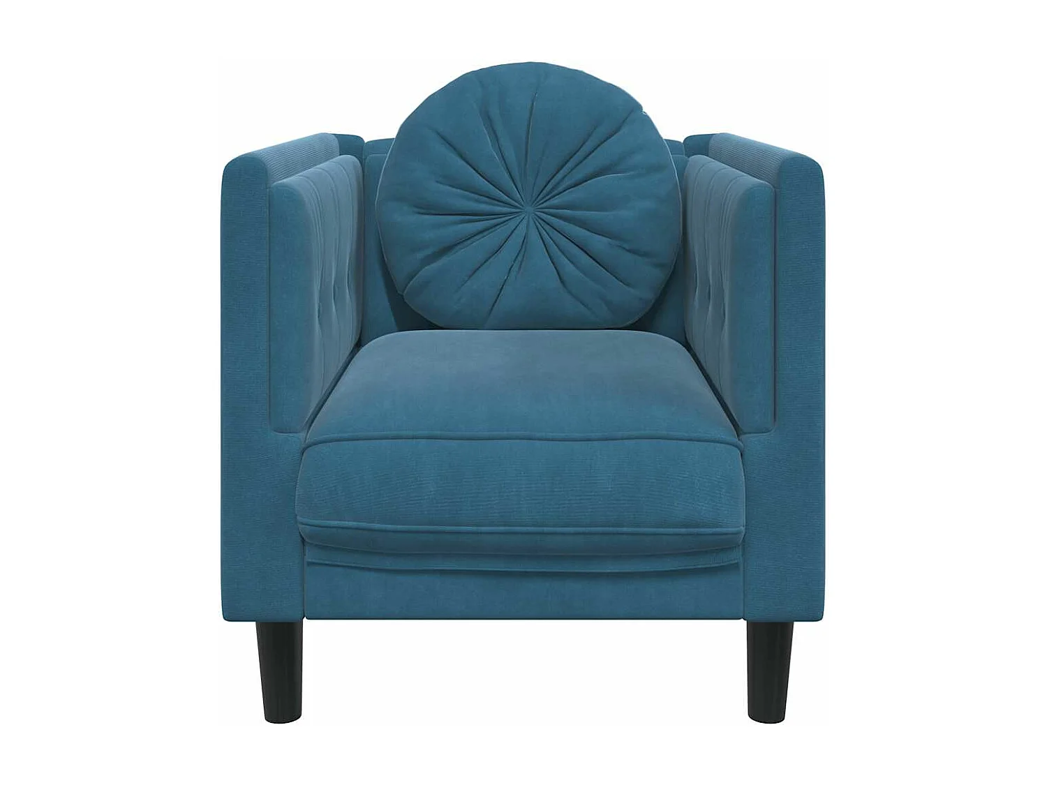 Fauteuil avec coussin bleu velours