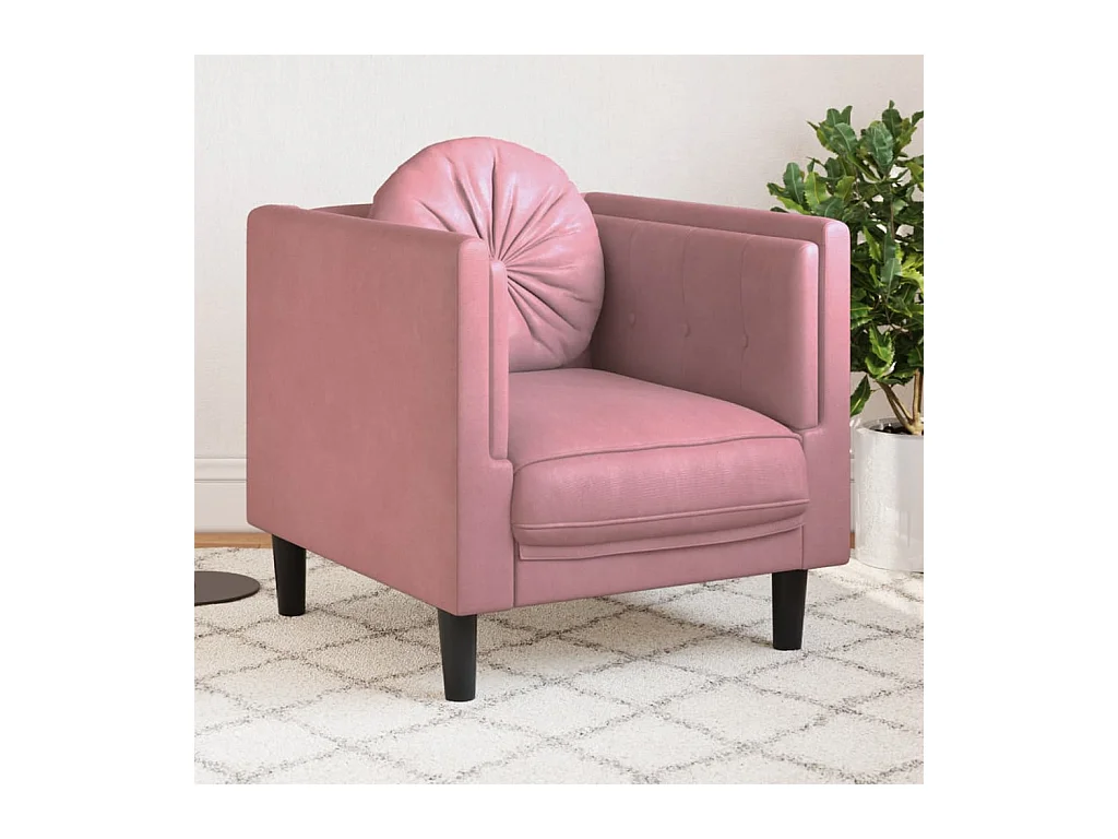 Fauteuil met kussen fluweel roze