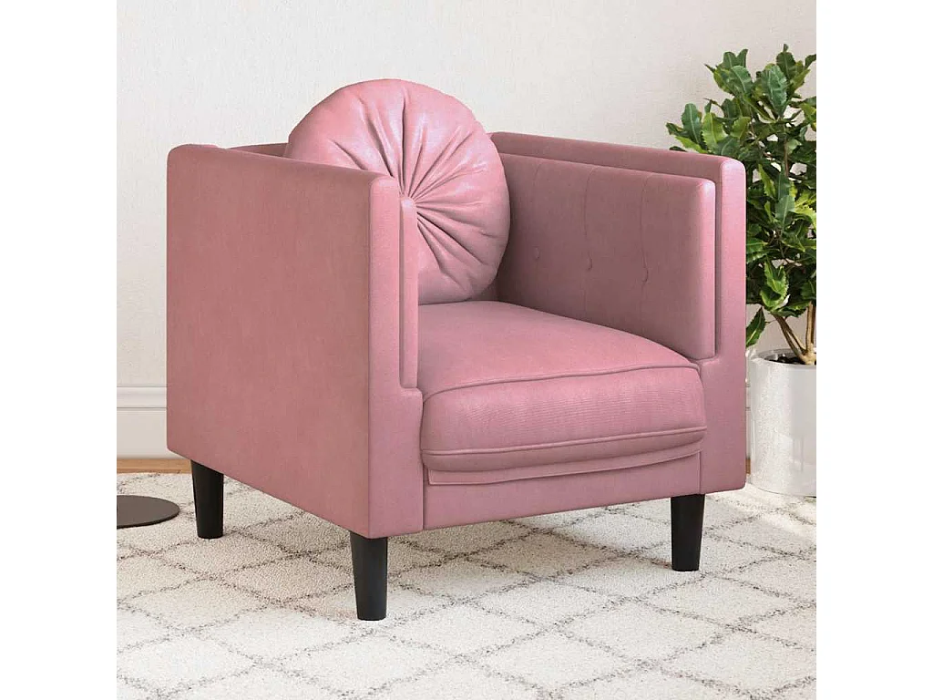 Fauteuil met kussen fluweel roze