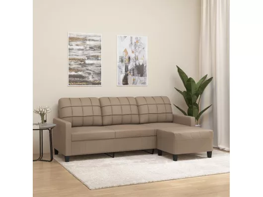 Kauf Unique 3-Sitzer-Sofa mit Hocker Cappuccino-Braun 180 cm Kunstleder