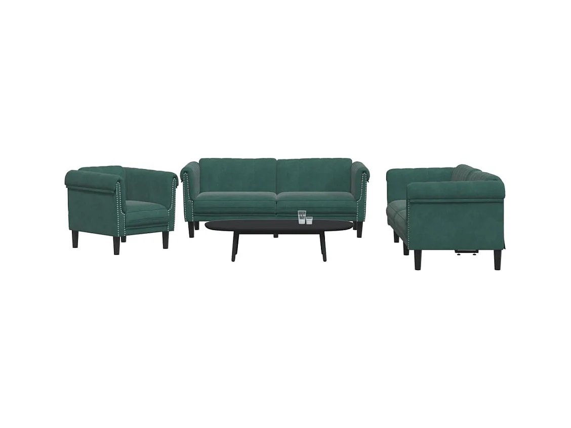 Ensemble de canapés 3 pcs vert foncé velours