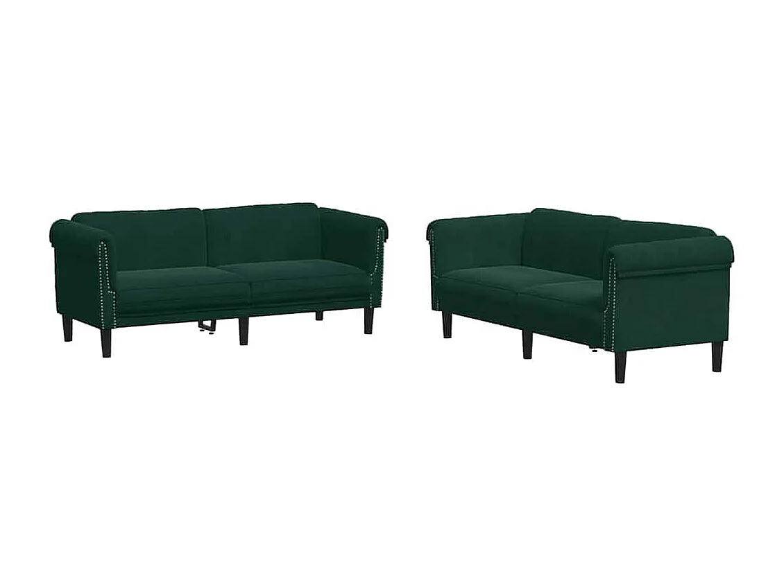 3-delige Loungeset fluweel donkergroen