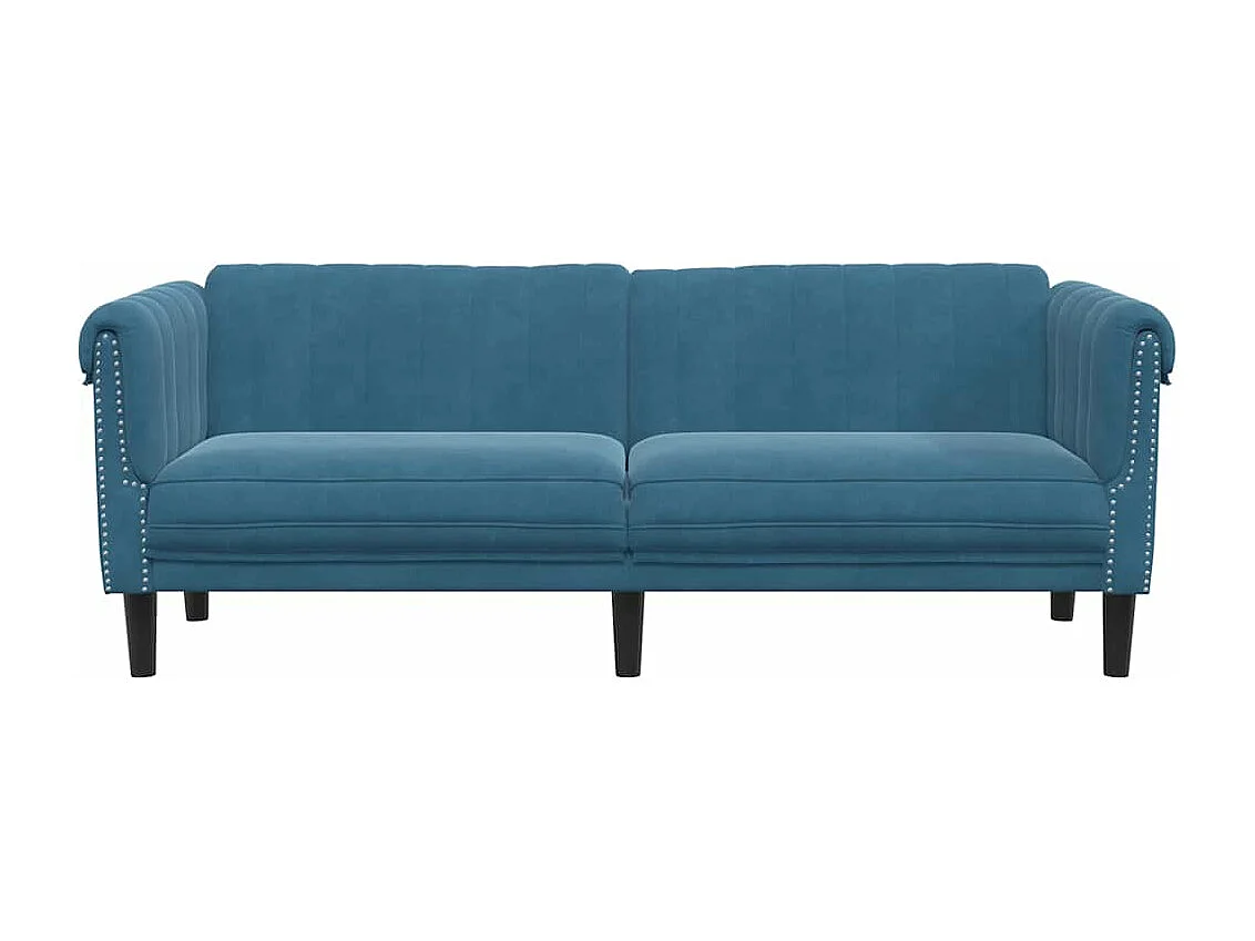 Sofa 3-Sitzer Blau Samt