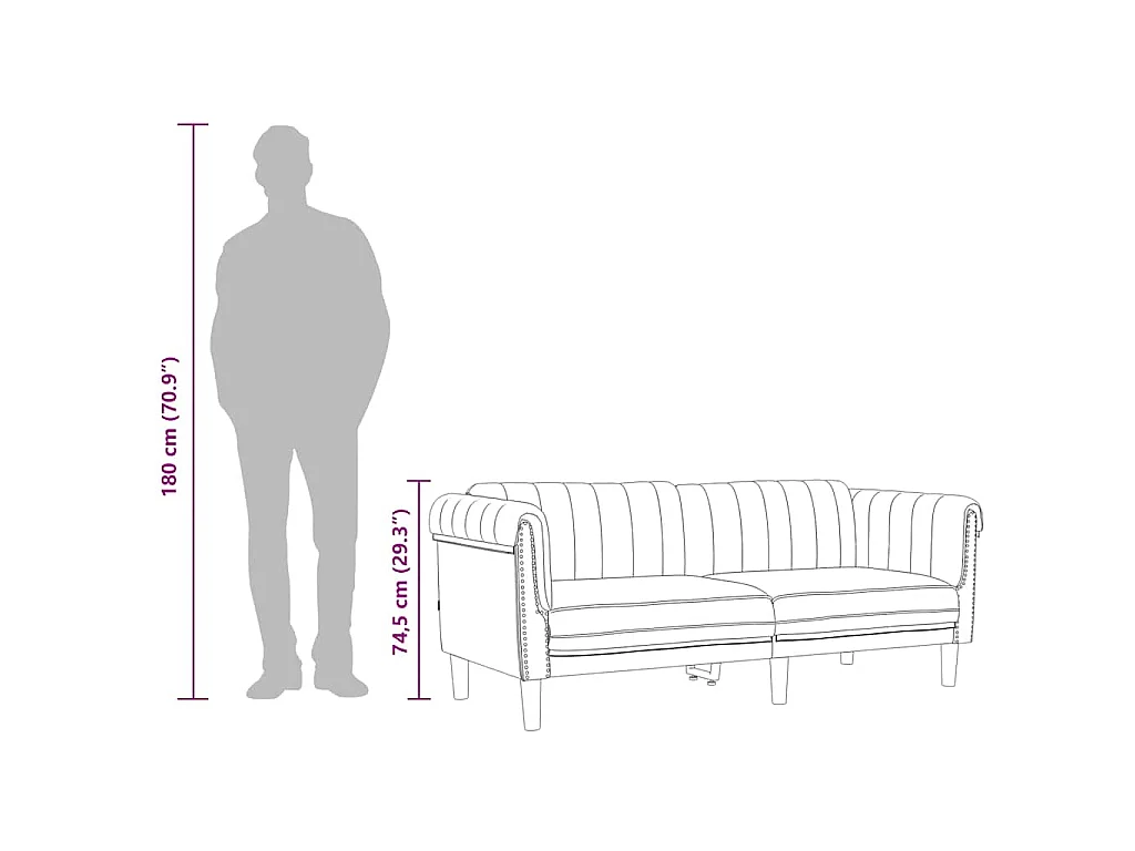 Sofá de 3 plazas terciopelo azul