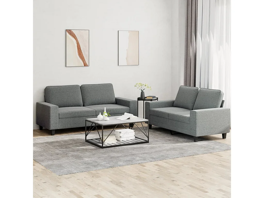 Ensemble de canapés 2 pcs gris foncé tissu
