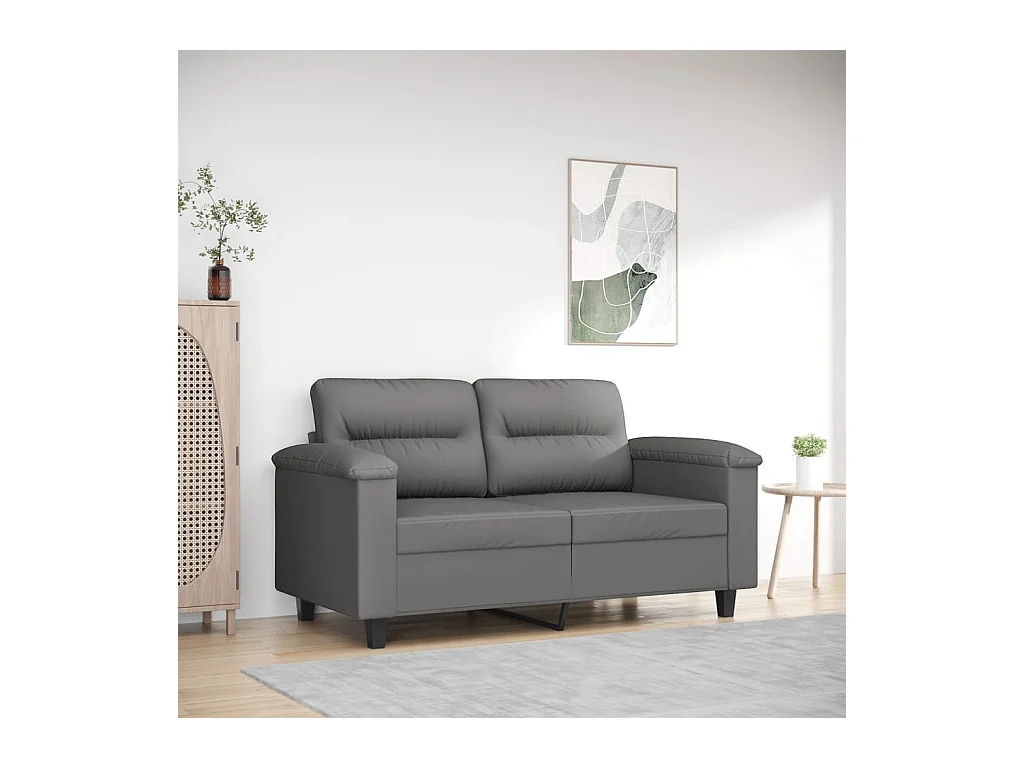 Canapé à 2 places Gris foncé 120 cm Tissu microfibre