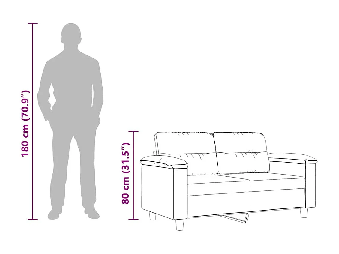 Tweezitsbank 120 cm microvezelstof donkergrijs