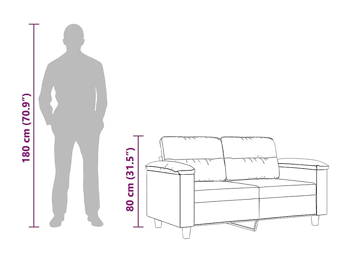 Tweezitsbank 120 cm microvezelstof donkergrijs