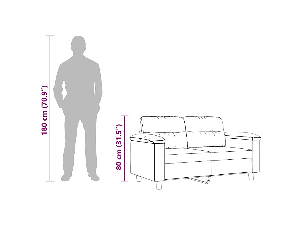Tweezitsbank 120 cm microvezelstof donkergrijs