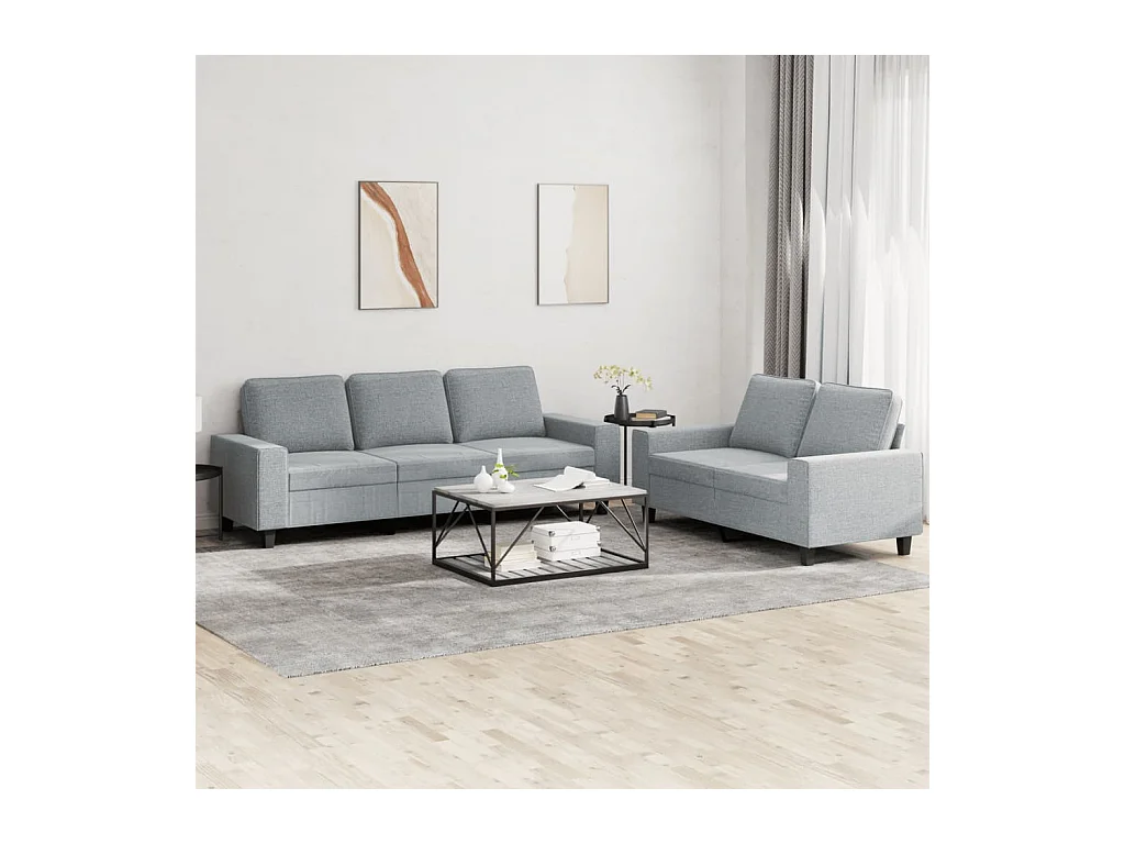 2-delige Loungeset stof lichtgrijs