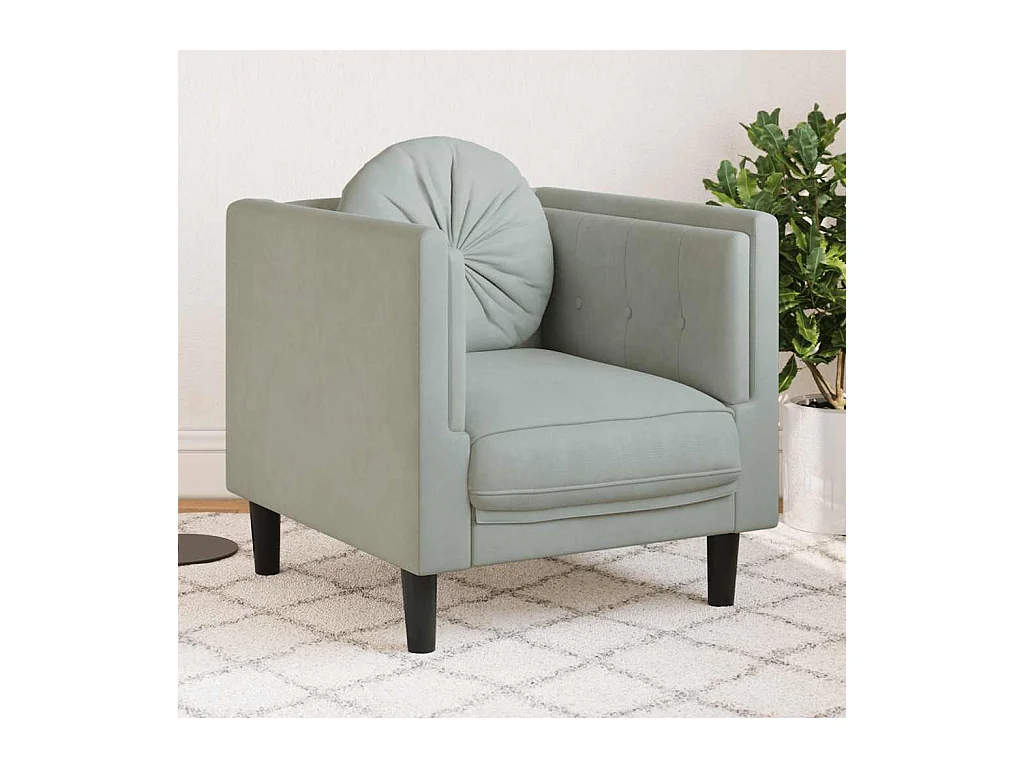 Fauteuil avec coussin gris clair Velours