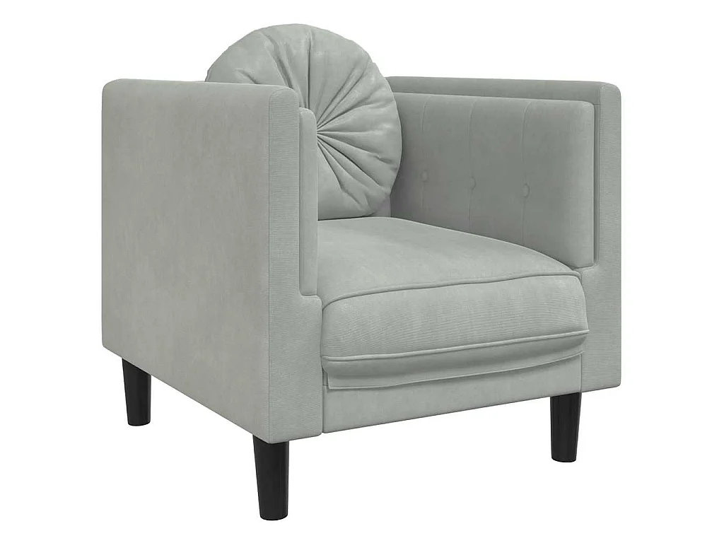 Sessel mit Kissen Hellgrau Samt