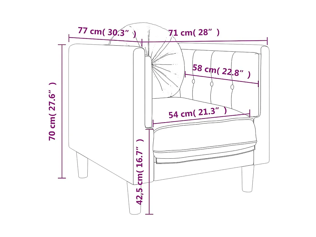 Sessel mit Kissen Hellgrau Samt