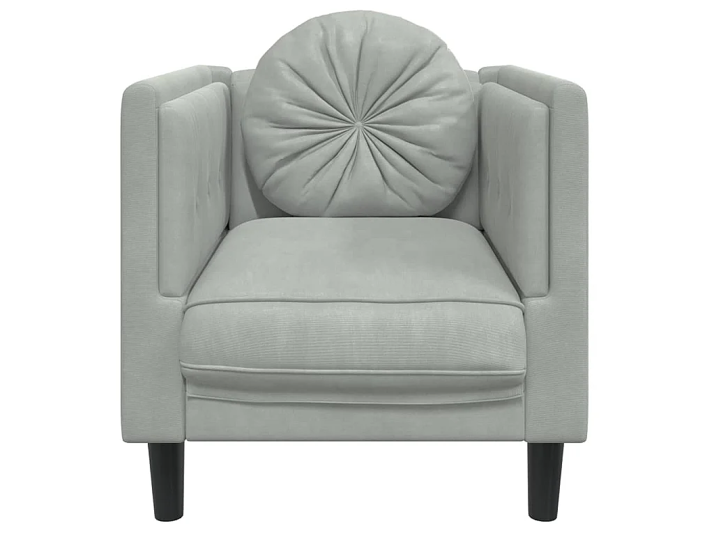 Sessel mit Kissen Hellgrau Samt