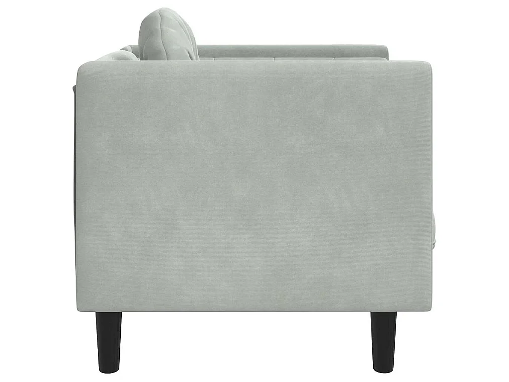 Sessel mit Kissen Hellgrau Samt