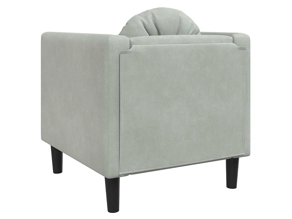 Sessel mit Kissen Hellgrau Samt