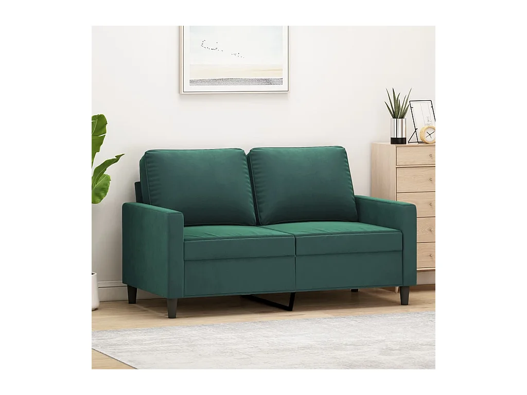 Divano a 2 Posti Verde Scuro 120 cm in Velluto