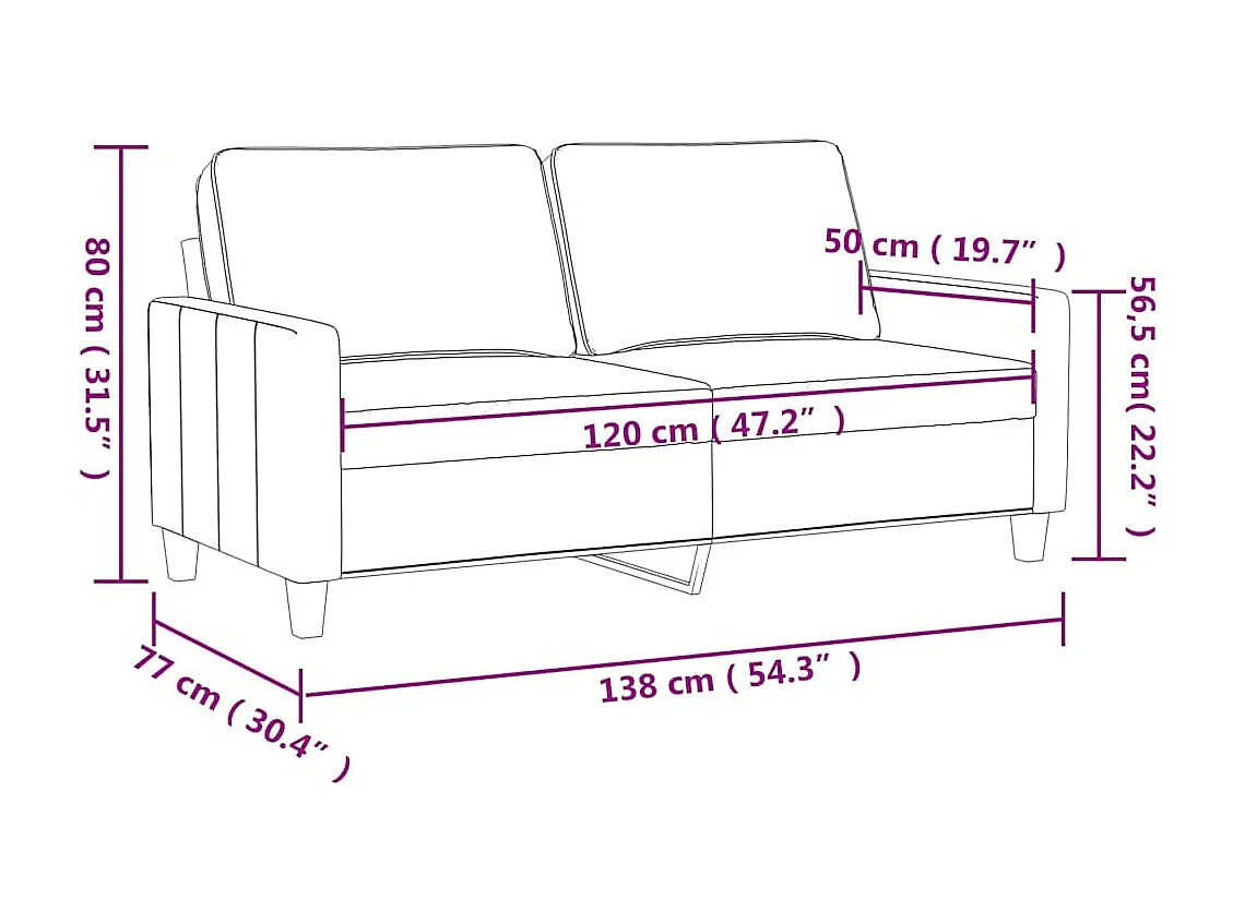 Canapé à 2 places Vert foncé 120 cm Velours
