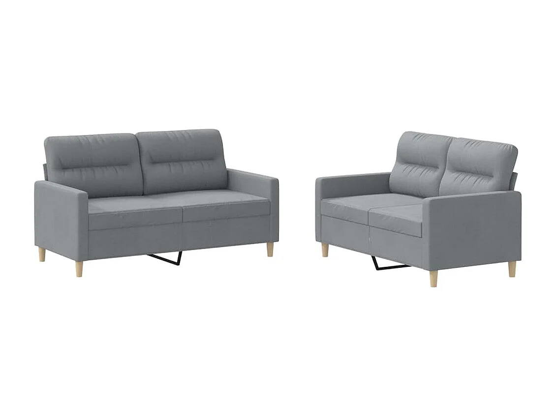 Ensemble de canapés 2 pcs avec coussins Gris clair Tissu