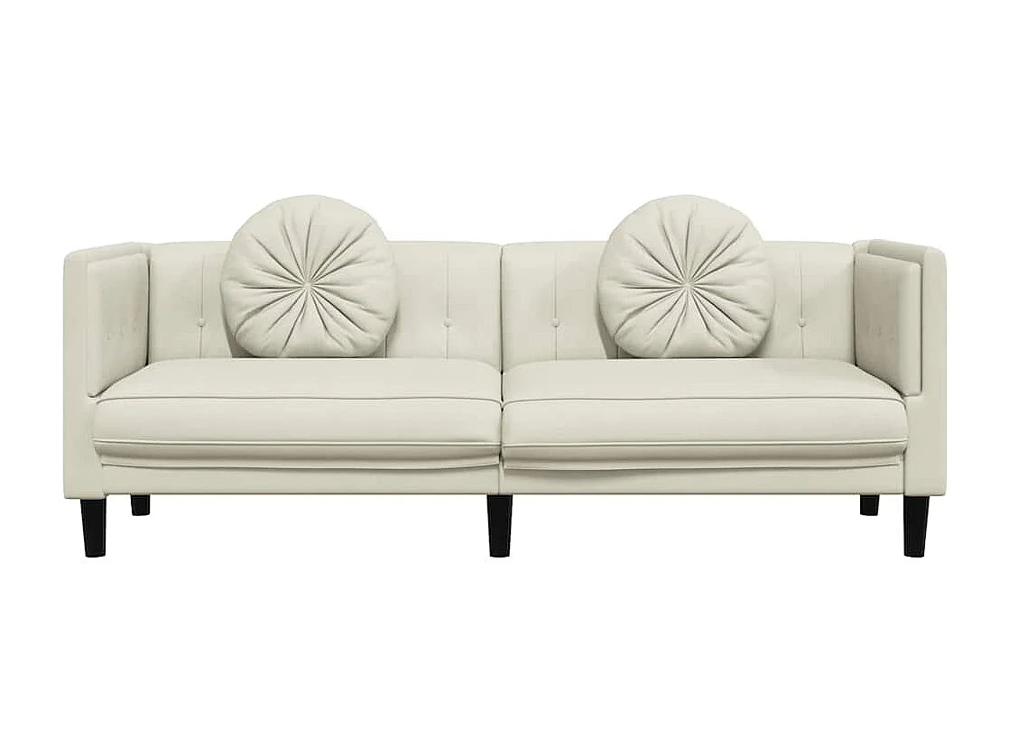 Bank met kussens 3-zits fluweel crèmekleurig