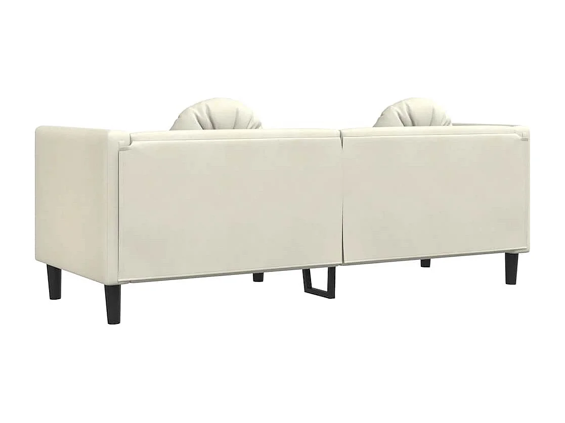 Bank met kussens 3-zits fluweel crèmekleurig