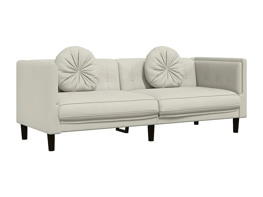 Sofa mit Kissen 3-Sitzer Creme Samt